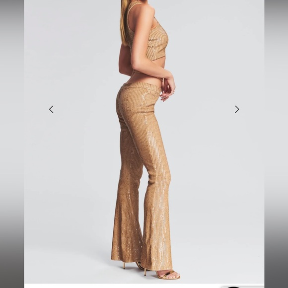 SET NWT RETROFETE Julien Sequin Knit Pant and Vaani Bra set in nude - Picture 6 of 16